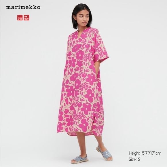 Marimekko X Uniqlo Linen-Cotton Tunic MINI Dress - Picture 1 of 11